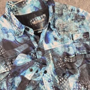 Reel Legends Saltwater Shirt Mens L Blue Camo Long Sleeve Ventilated Fishing